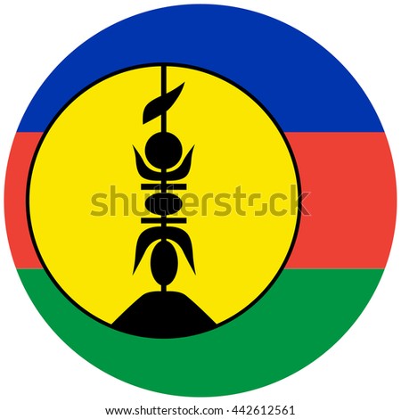 Vector illustration flag of New Caledonia icon. Round national flag of New Caledonia.