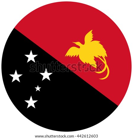 Vector illustration flag of Papua New Guinea icon. Round national flag of Papua New Guinea.