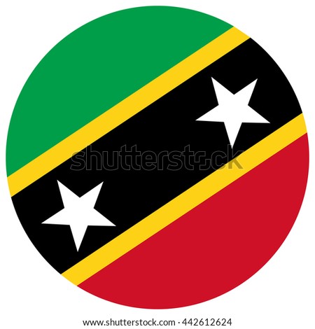 Vector illustration flag of Saint Kitts and Nevis icon. Round national flag of Saint Kitts and Nevis.