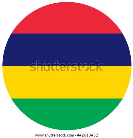 Vector illustration flag of Mauritius icon. Round national flag of Mauritius.