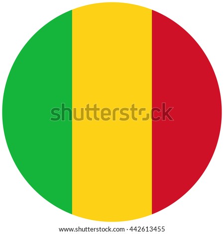 Vector illustration flag of Mali icon. Round national flag of Mali.