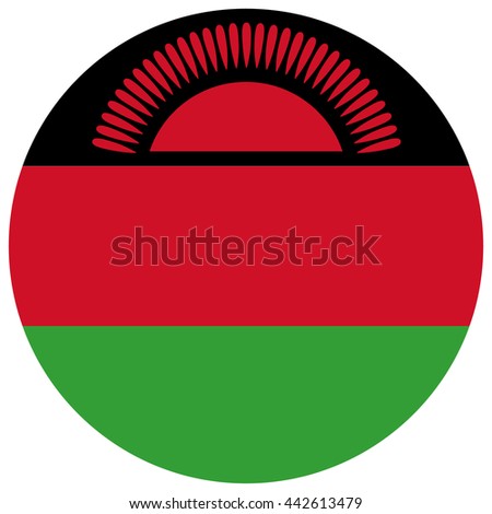 Vector illustration flag of Malawi icon. Round national flag of Malawi.