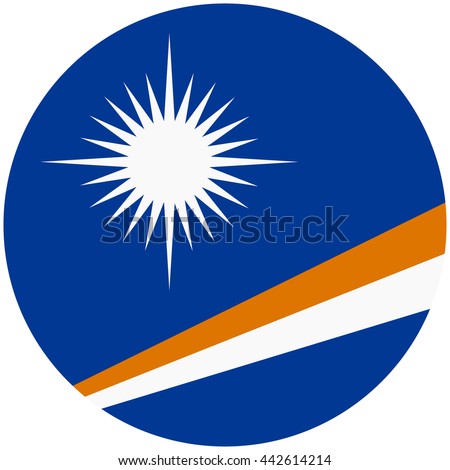 Vector illustration flag of Marshall Islands icon. Round national flag of Marshall Islands.