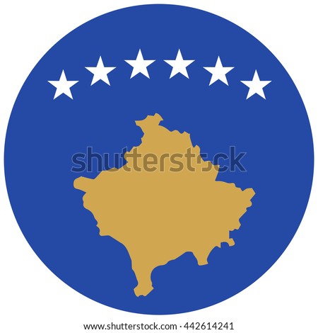 Vector illustration flag of Kosovo icon. Round national flag of Kosovo.