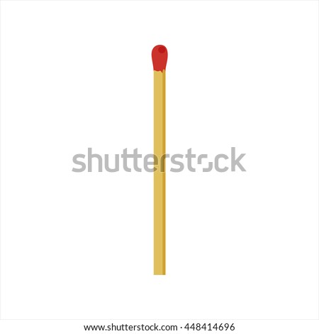 Vector illustration unused match stick isolated on white background. Unlit matchstick. Match icon
