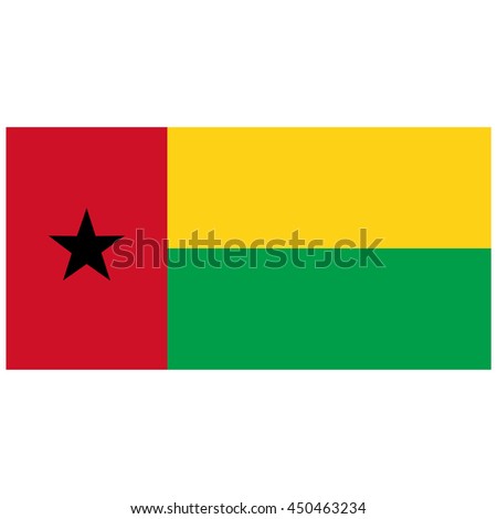 Vector illustration flag of Guinea Bissau icon. Rectangle national flag of Guinea Bissau. Guinea Bissau flag button