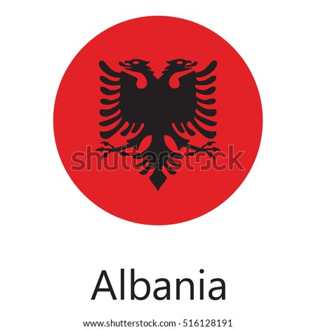 Vector illustration flag of Albania icon. Round national flag of Albania. Albania flag button