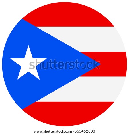 Vector illustration round Puerto Rico flag icon isolated on white background. Puerto-rico flag button