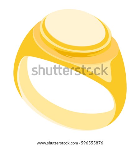 Vector illustration mans golden vintage, heraldic signet ring.