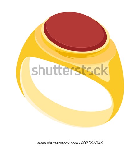 Vector illustration mans golden vintage, heraldic signet ring.