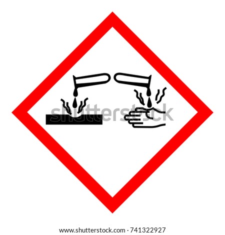 Vector illustration GHS05 hazard pictogram - corrosive , hazard warning sign corrosive substance , isolated on white background