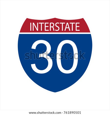 Vector illustration interstate highway 30 road sign icon isolated on white background