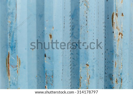 Used container wall with rust, scratch and drops.