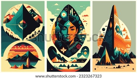 Maori Cultural Expressions Haka Dance. Moko Tattoos. And Rich Indigenous Heritage set collection of abstract vector illustration