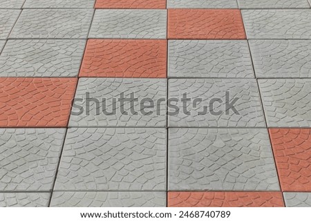 Image, Stock Photo Footpath with paving slabs in winter