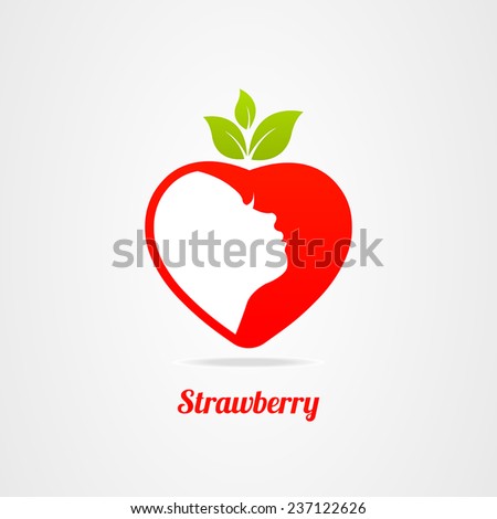 Vector icon face girl logo strawberry