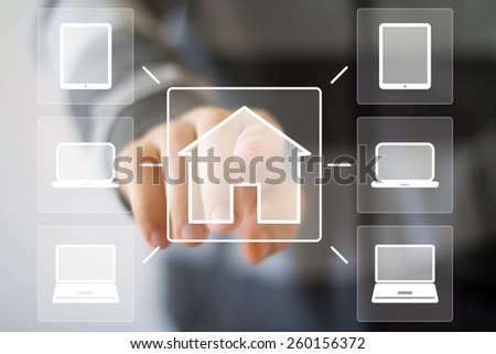 Business button house icon connection web computer