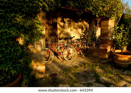 Sunrise In The Country With Two Mountain Bikes