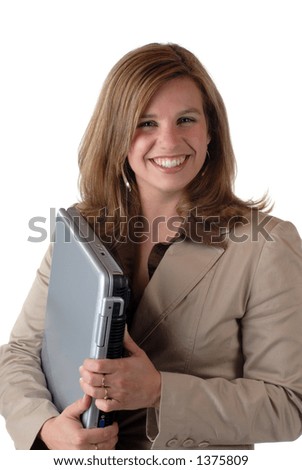 Attractive Young Woman With Notebook Computer