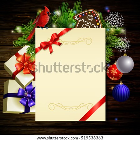 Christmas Background On Wood Stock Vector Illustration 519538363
