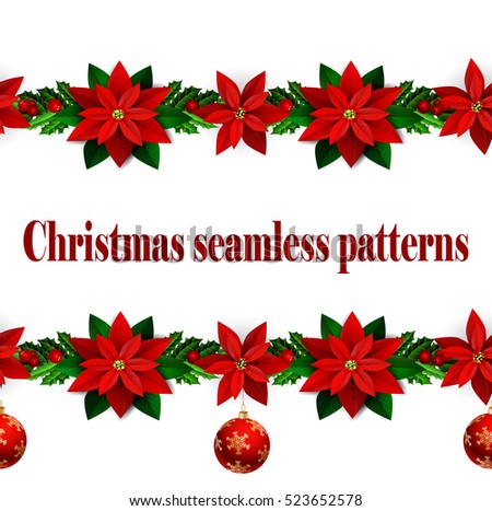 Set Of N Seamless Christmas Borders Stock Vector Illustration 523652578