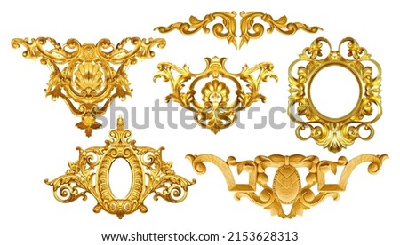 Geometric pattern; golden baroque and  ornament elements for print
 Foto stock © 