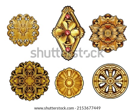 Geometric pattern; golden baroque and  ornament elements for print
 Foto stock © 