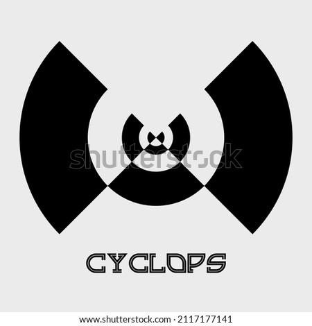 black and white one eye cyclops logo wave round wifi radio wavelenght curve circle half negative space