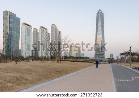 INCHEON,SOUTH KOREA - March 22, 2015: Songdo Central Park in Songdo International Business District.Incheon,Korea