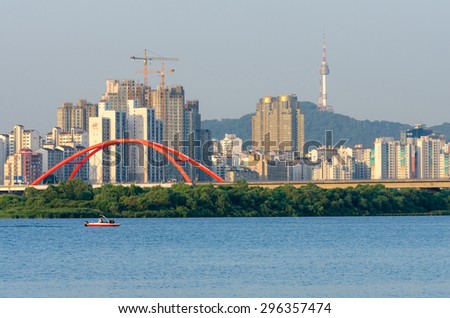 Han river and Seoul city,South Korea.