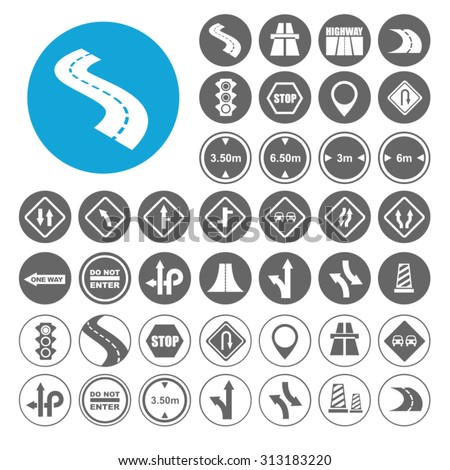 Highway icons set. Illustration EPS10