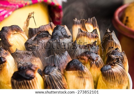 Peruvian food: Sweet corn tamales.