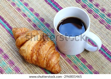 Coffee break and croissant , cafe and food in break time
