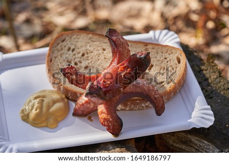 Similar – Image, Stock Photo eat sausage bread Hiking