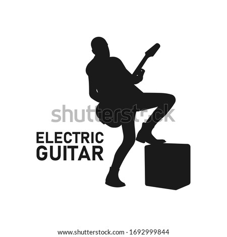 Similar – Image, Stock Photo Musician playing guitar and singing