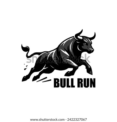 Running bull silhouette icon logo vector illustration.