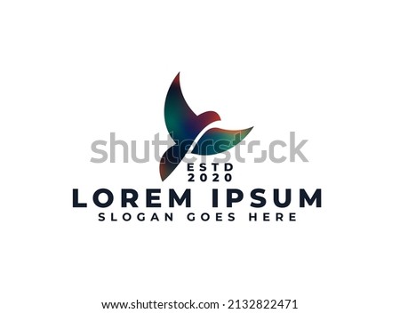 flying bird with beautiful gradient color logo. flying bird logo