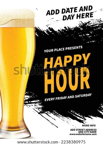 happy hour beer party poster flyer social media post template design