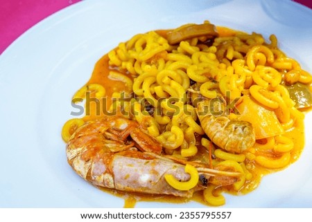 Similar – Image, Stock Photo Pan with tasty fideua dish on table