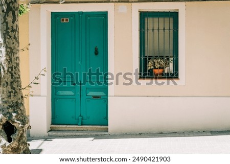 Similar – Image, Stock Photo turquoise doors with shadow