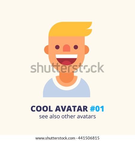 Cool avatar #01. Young blonde guy friendly smiling. Modern simple and clear design. Vector icon in flat style.