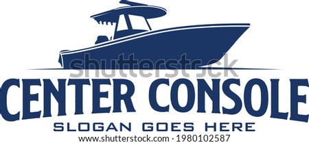 Center console Boat logo. Unique and fresh Center Console fishing boat. Great to use as your fishing activity. 