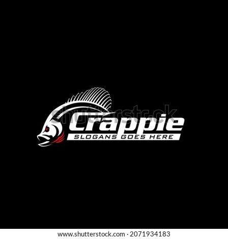 Crappie Fishing Logo, Unique and Fresh Crappy Fish Jumping out of the water. Great to use as your Crappie fishing Activity. 