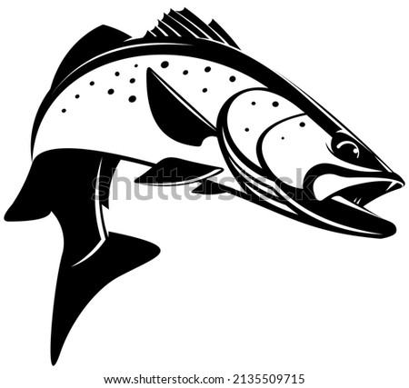 Speckled Trout Logo template. Unique and fresh speckled trout jumping out of the water. great to use as your speckled trout anglers. 