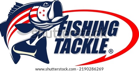 Bass Fishing Logo. Unique and Fresh Bass fish with american flag pattern inside it. Great to use as your Fishing company logo. 
