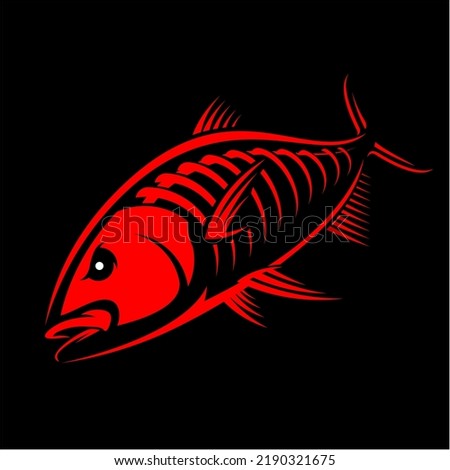 Amberjack Fish logo. Unique and Fresh Skeleton fish of Amberjack. Great to use as your Fishing activity. 