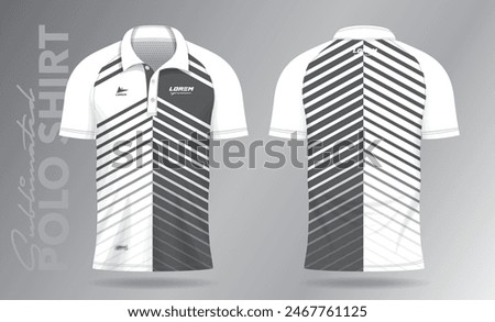 Sublimation white polo shirt mockup template design for badminton jersey, tennis, soccer, football or sport uniform