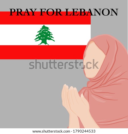 People pray for Lebanon for safety of people after giant bomb.vector illustration 
