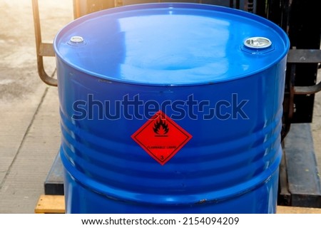 Flammable liquid symbol on the chemical tank Foto stock © 