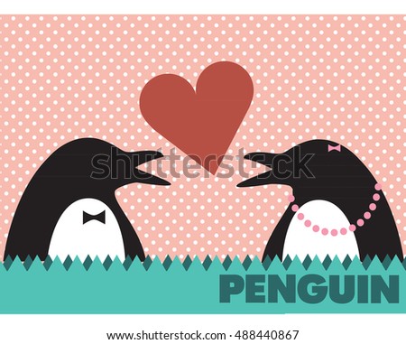 love penguin vector background